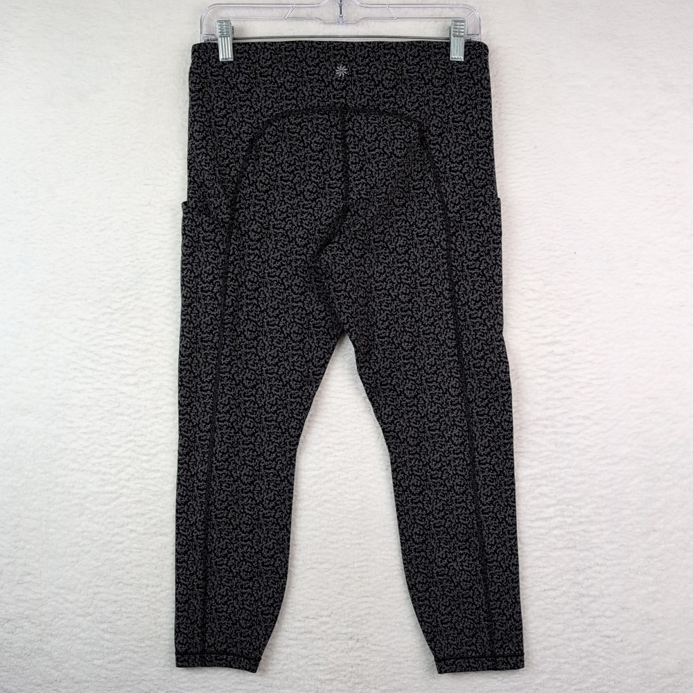 Athleta Ultimate‎ Stash Pocket 7/8 Textured Tight Women's Large Black White - Picture 5 of 9